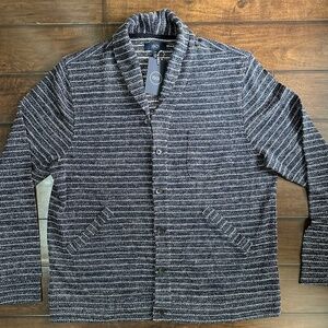 1901 Men's Shawl Cardigan Sweater Sz XL Navy Stripe NWT